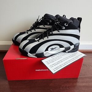 Sz 9.5 Reebok Shaqnosis WORK Men's Black Silver High Top Sneakers ASTM F2413 CAP